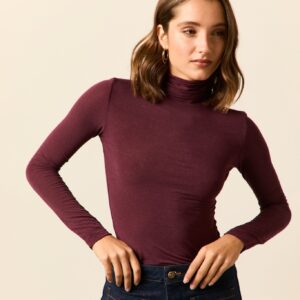 Camiseta segunda piel con cashmere granate