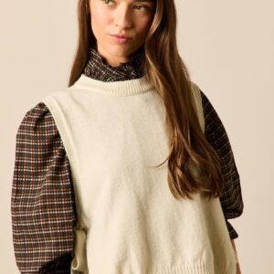 Chaleco lazos laterales crema