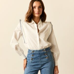 Camisa detalles bordados blanca