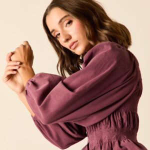 Blusa micropana fruncida vino